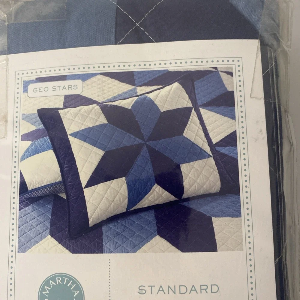New - Martha Stewart Collection Quilted Geo Diamond Star Standard Sham